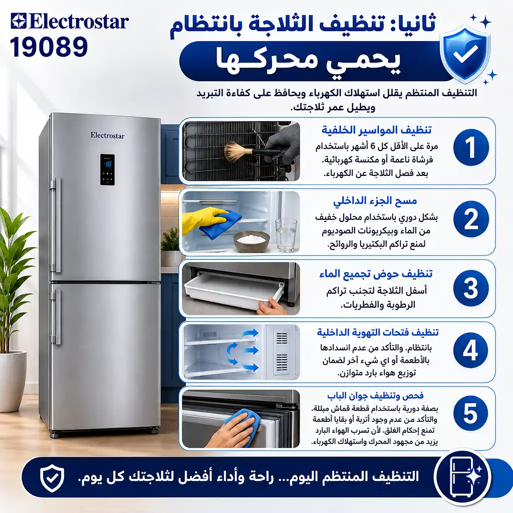 تنظيف ثلاجة الكتروستار بانتظام يحمي محركها تنظيف ثلاجة الكتروستار بانتظام يحمي محركها